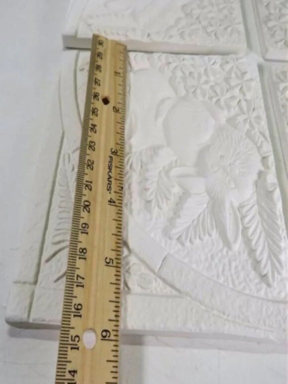 Vintage Style Rabbit Relief Ceramic (4) Tiles DIY Unfinished Bisque Craft #2